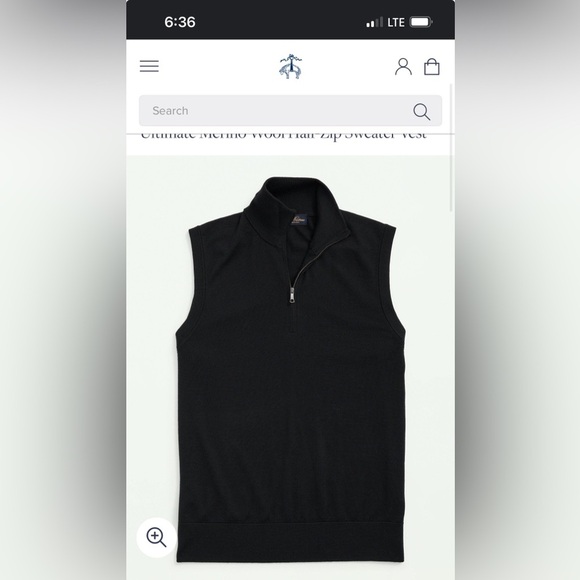 Brooks Brothers Wool Pullover Quarter Zip Vest- Navy - Picture 1 of 6